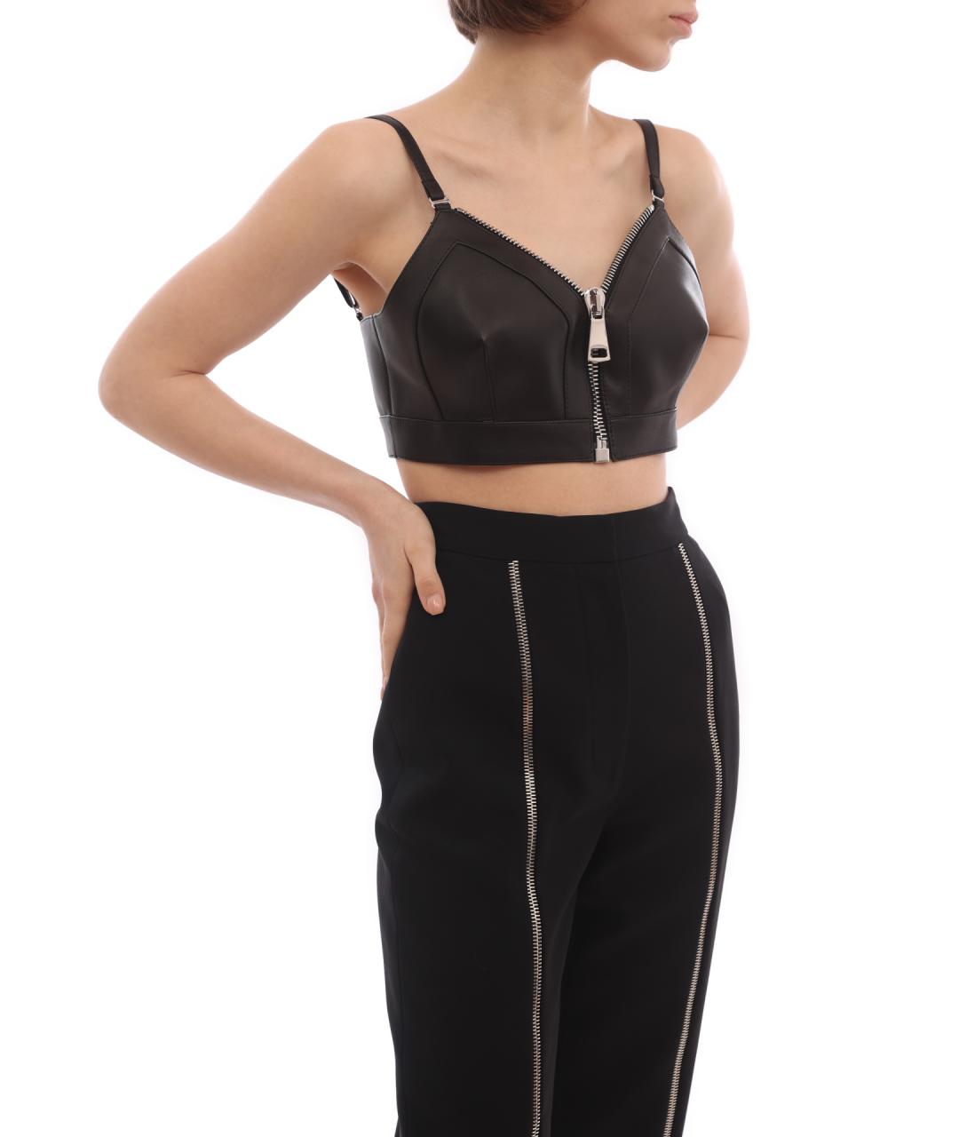 ALEXANDER MCQUEEN Черная кожаная майка, фото 5