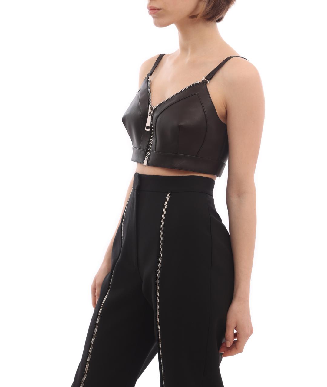 ALEXANDER MCQUEEN Черная кожаная майка, фото 3