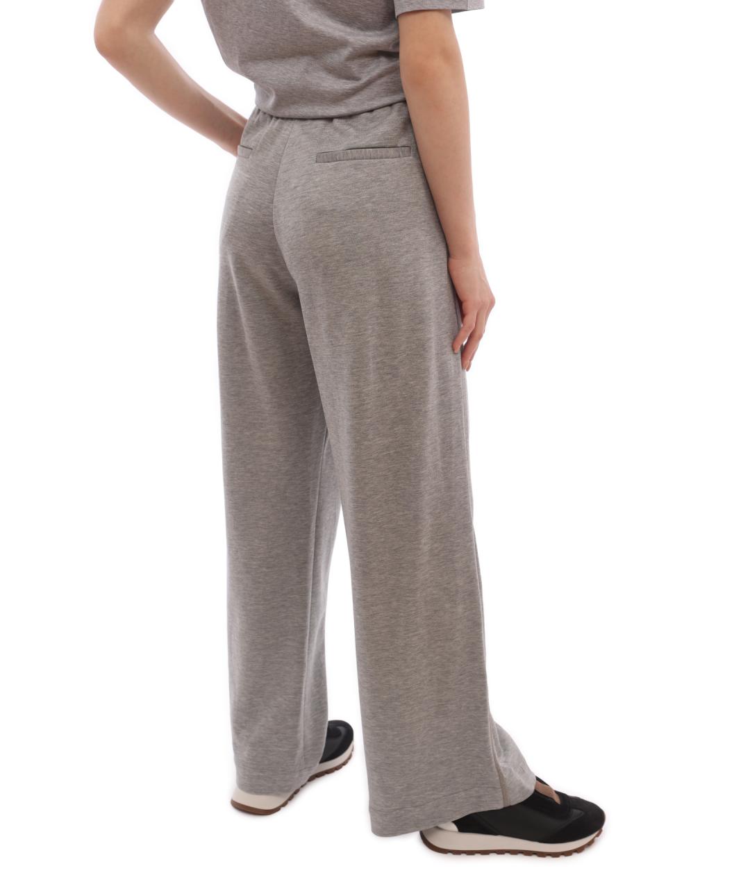 BRUNELLO CUCINELLI Серые хлопковые прямые брюки, фото 6