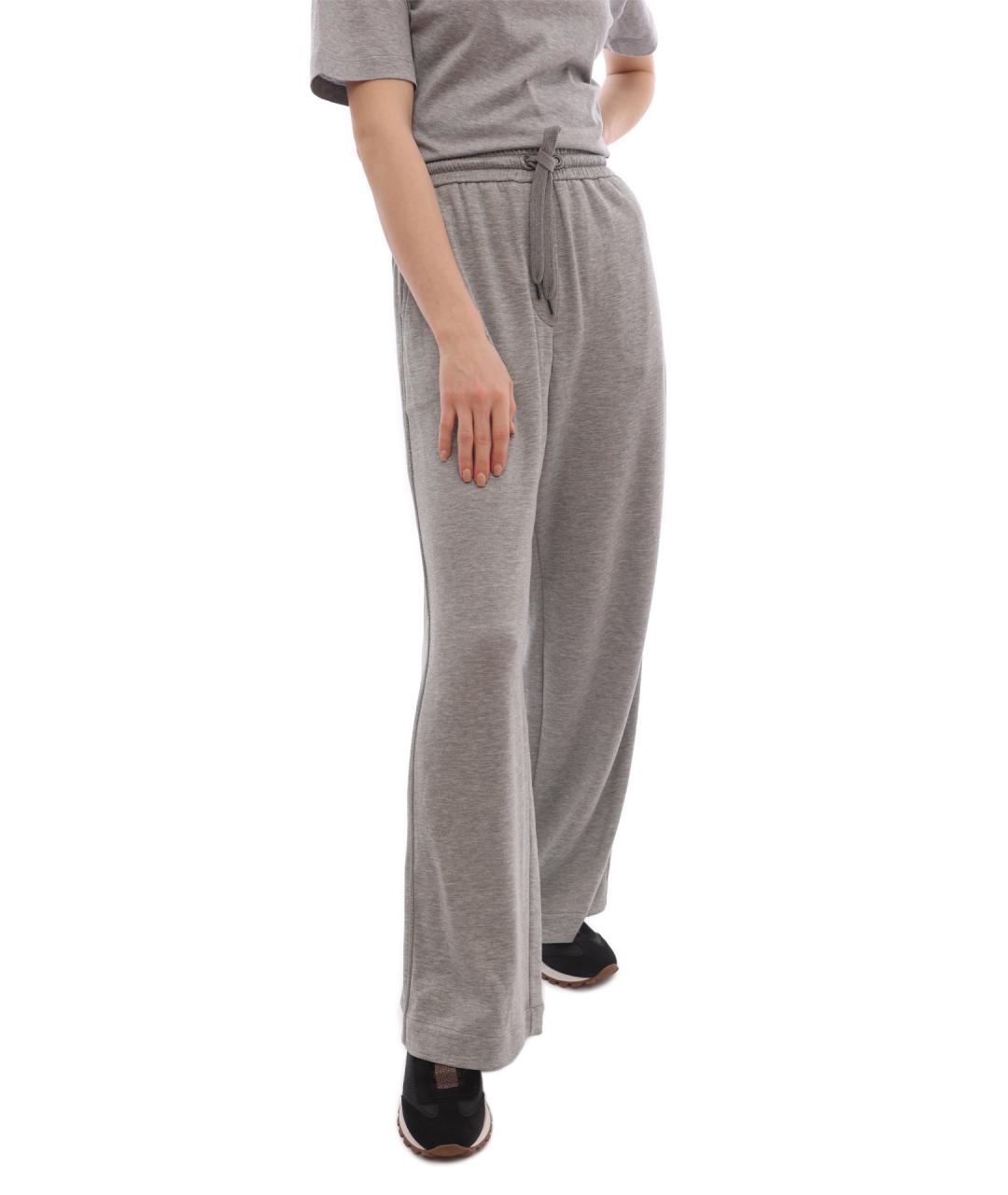 BRUNELLO CUCINELLI Серые хлопковые прямые брюки, фото 2