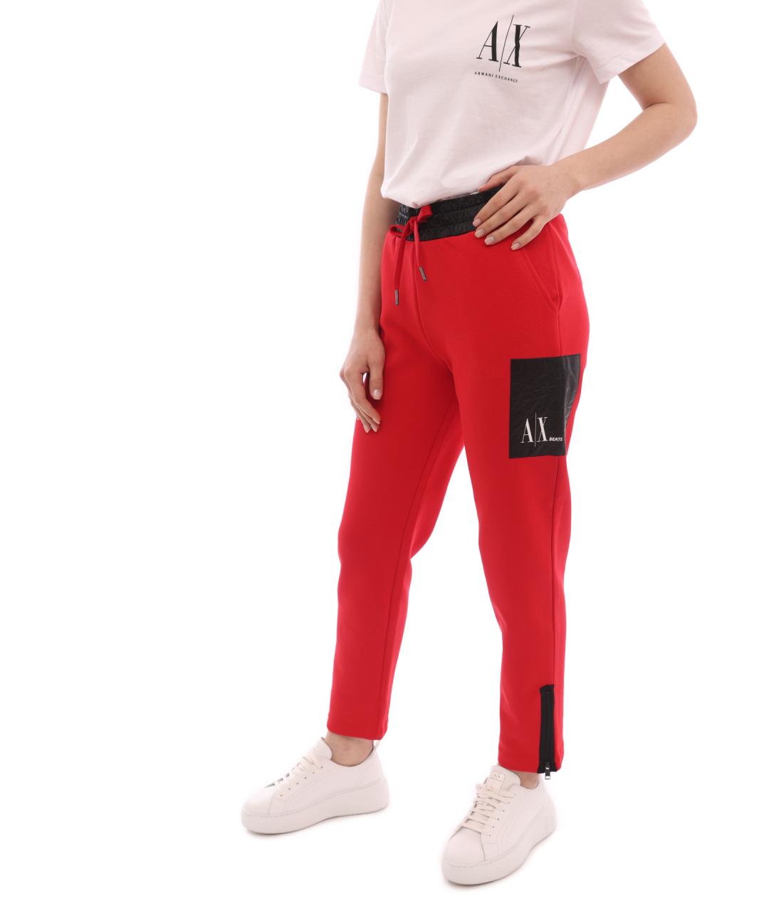 ARMANI EXCHANGE Красные хлопковые прямые брюки, фото 3