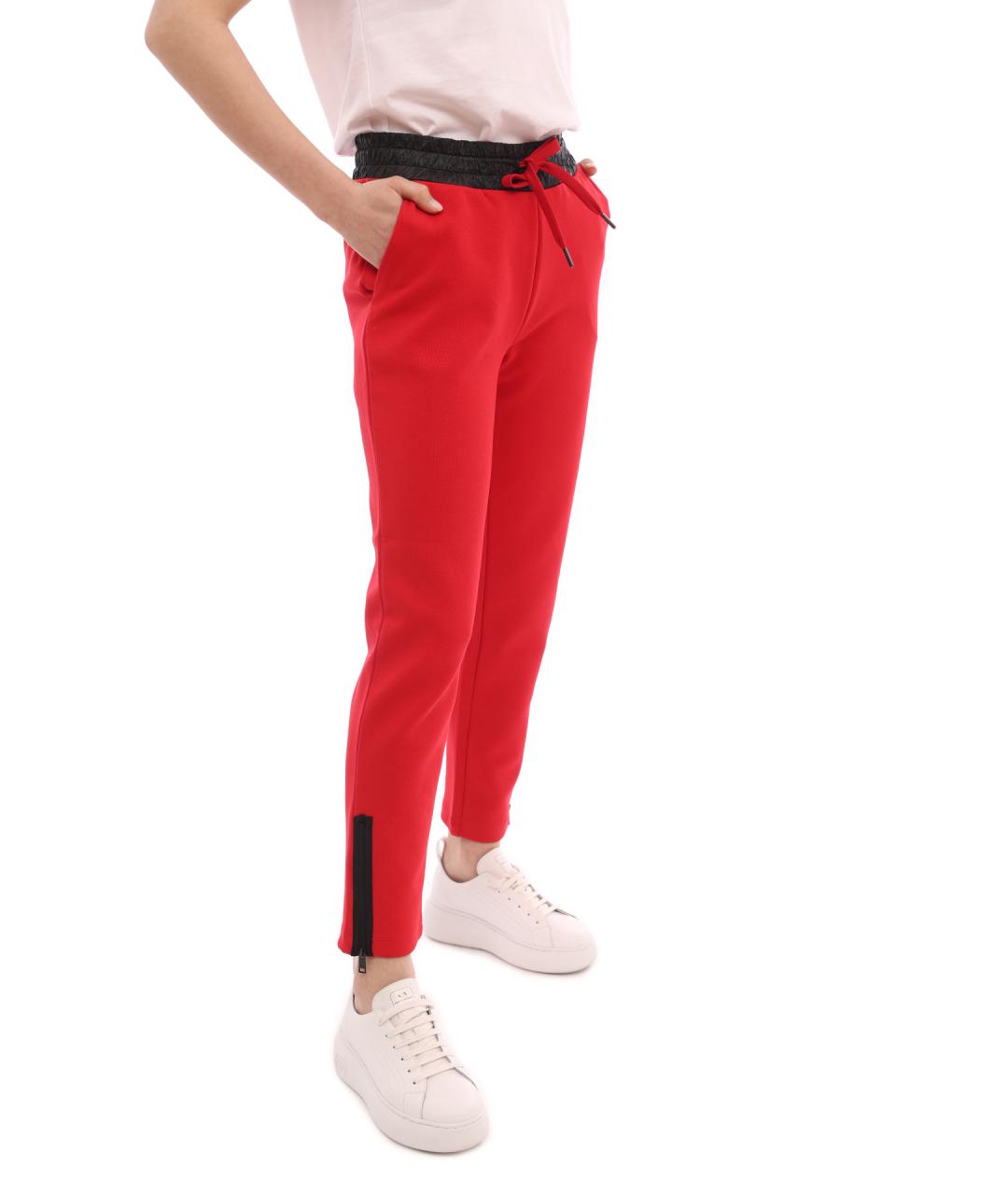 ARMANI EXCHANGE Красные хлопковые прямые брюки, фото 5