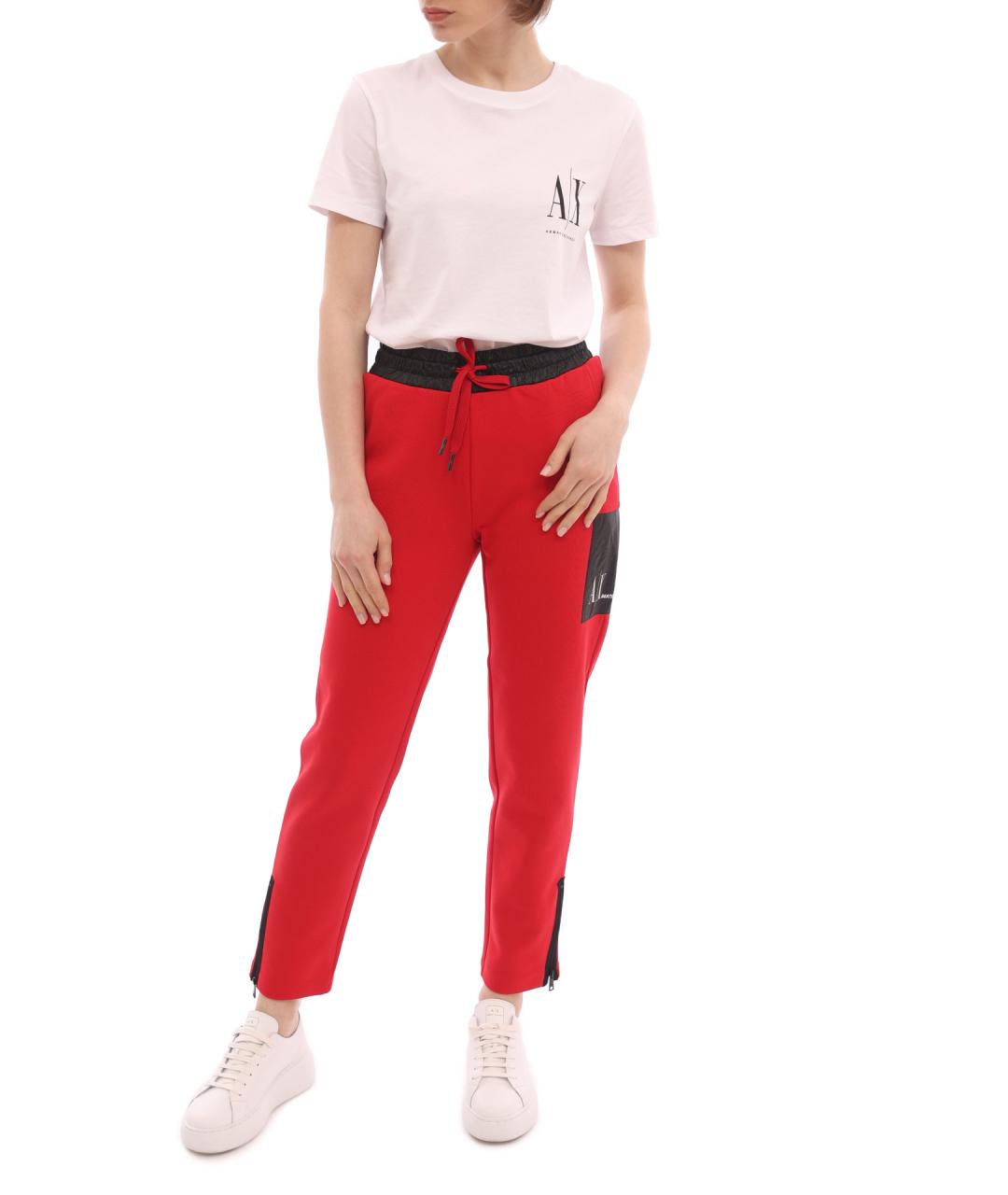 ARMANI EXCHANGE Красные хлопковые прямые брюки, фото 1