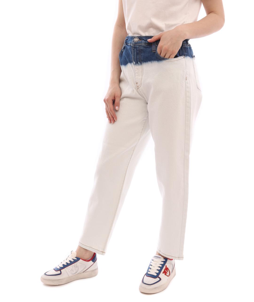 PINKO Белые хлопковые прямые джинсы, фото 3