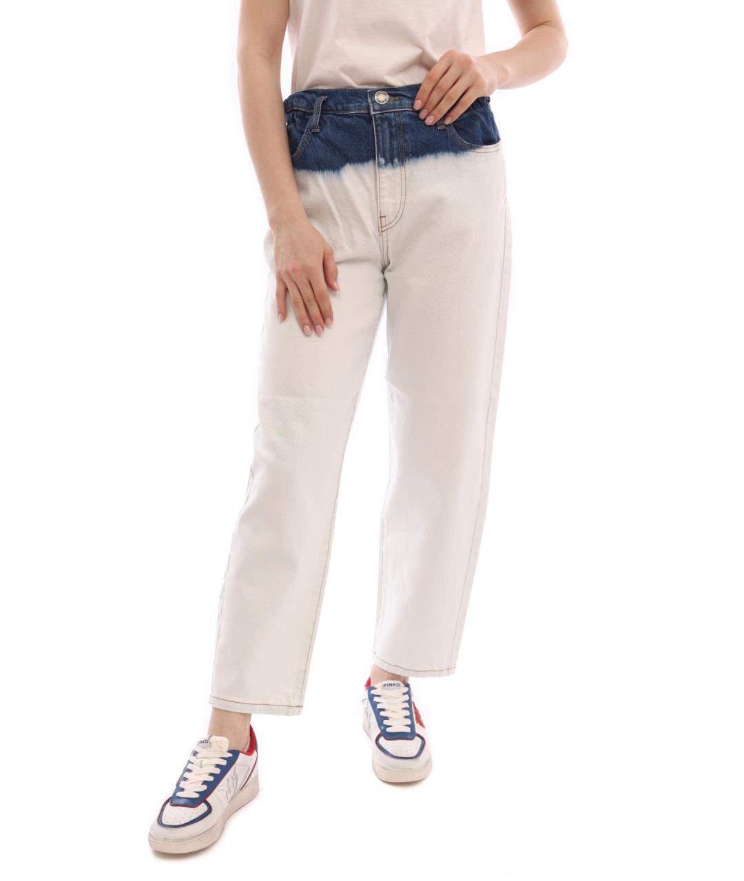 PINKO Белые хлопковые прямые джинсы, фото 1