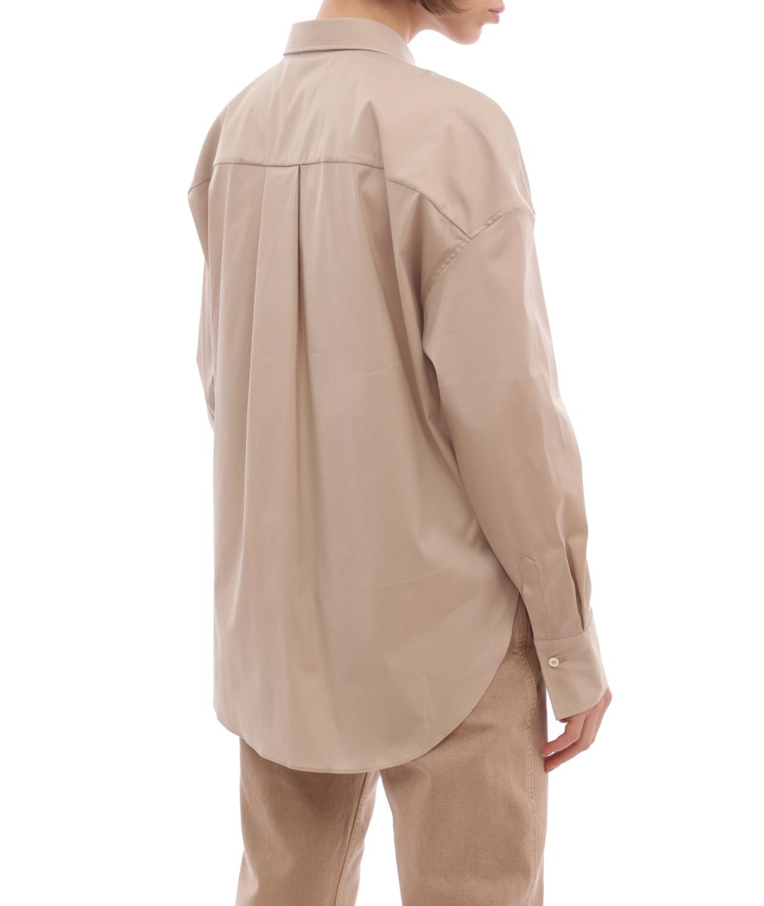 BRUNELLO CUCINELLI Бежевая хлопко-эластановая рубашка, фото 7