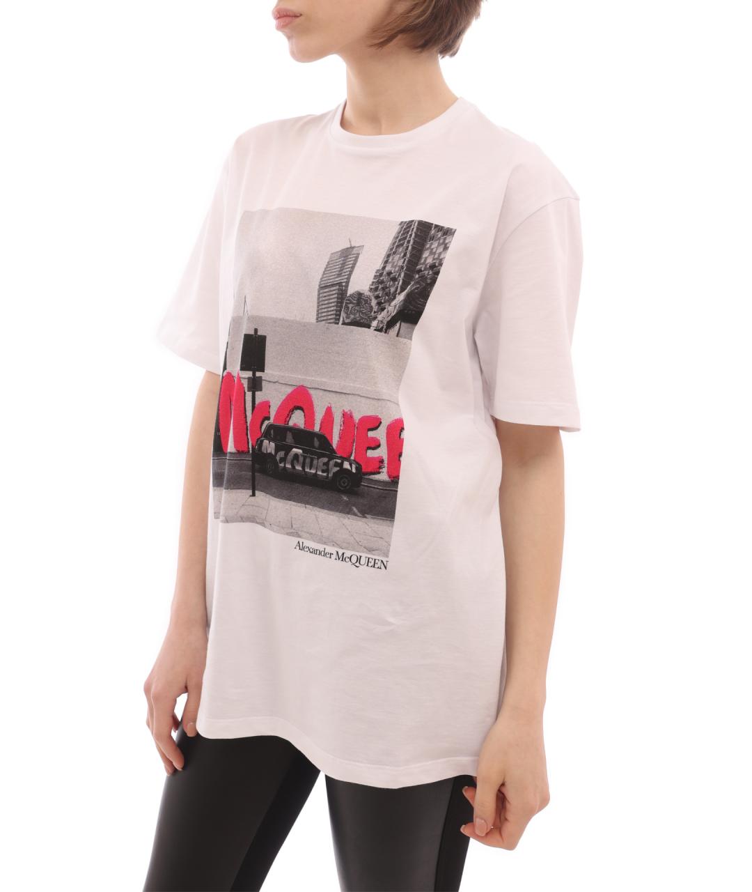 ALEXANDER MCQUEEN Белая хлопковая футболка, фото 3