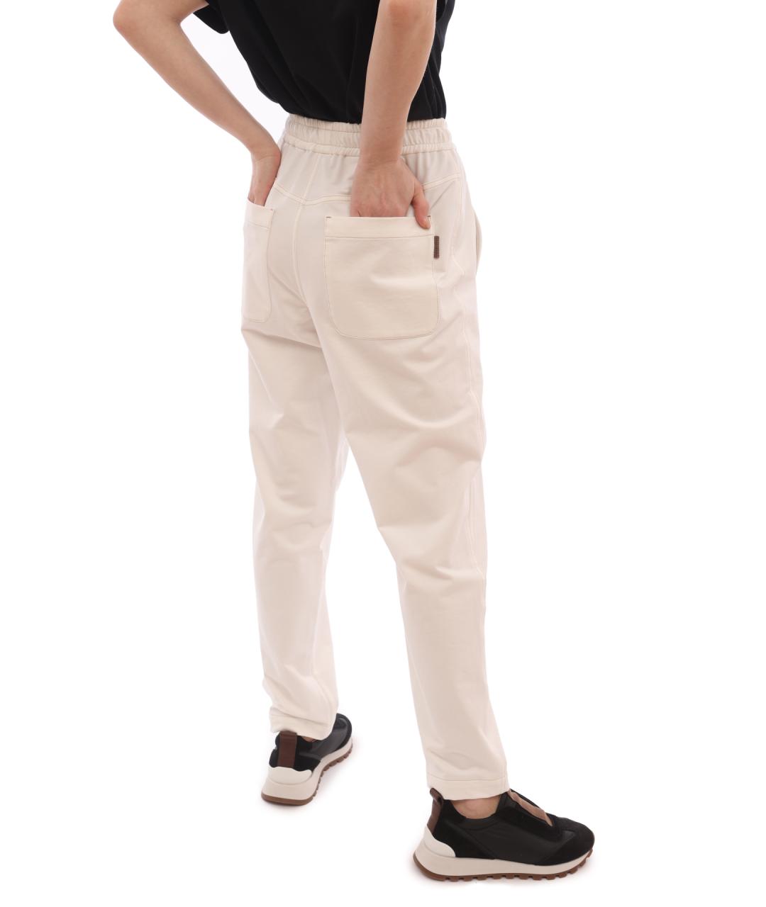 BRUNELLO CUCINELLI Белые хлопковые прямые брюки, фото 7