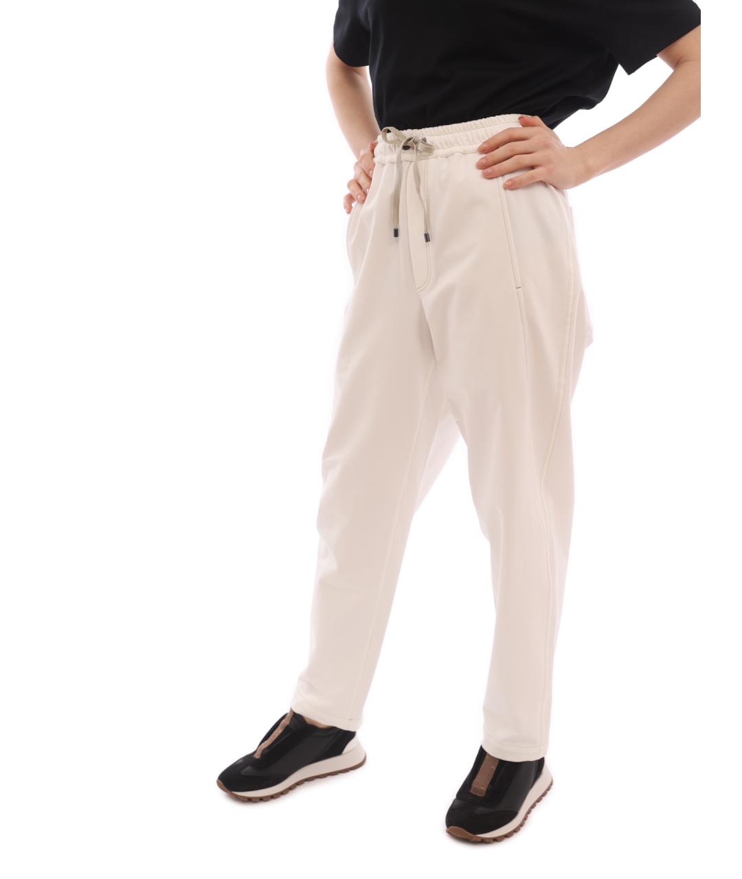 BRUNELLO CUCINELLI Белые хлопковые прямые брюки, фото 4