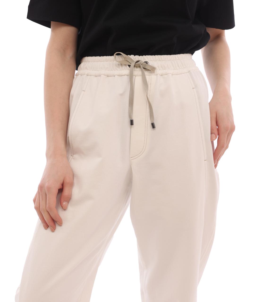 BRUNELLO CUCINELLI Белые хлопковые прямые брюки, фото 5