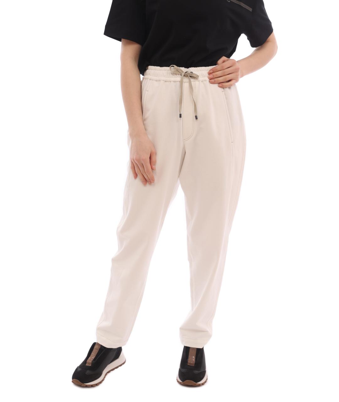 BRUNELLO CUCINELLI Белые хлопковые прямые брюки, фото 1