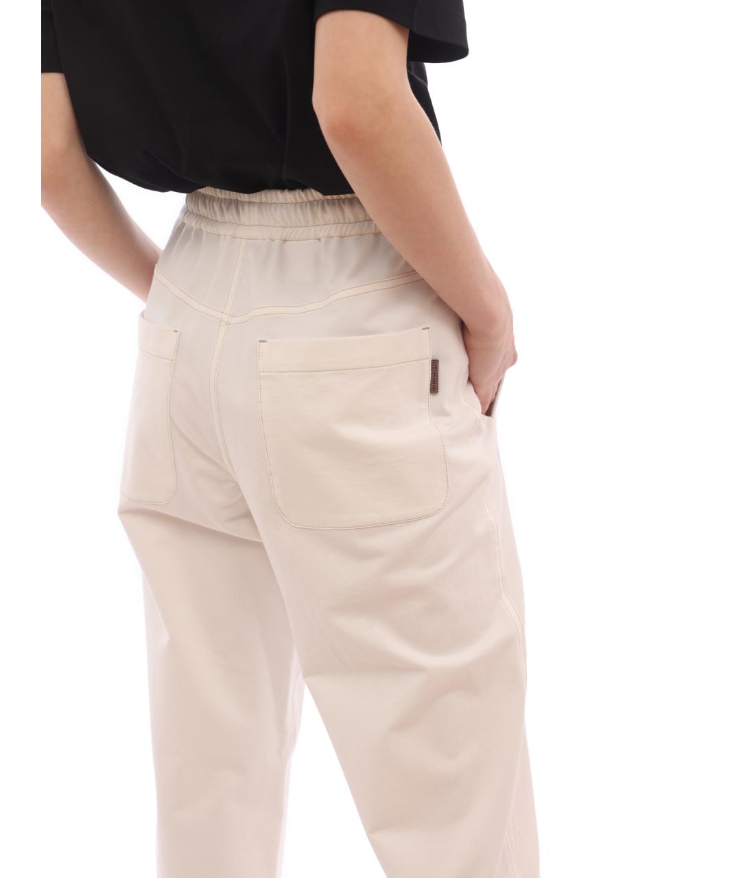 BRUNELLO CUCINELLI Белые хлопковые прямые брюки, фото 6