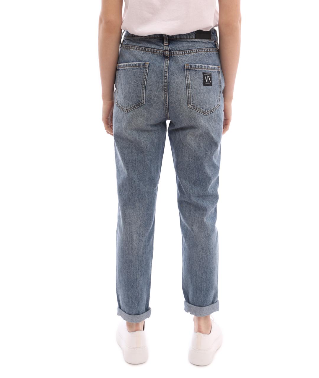ARMANI EXCHANGE Голубые хлопковые прямые джинсы, фото 5