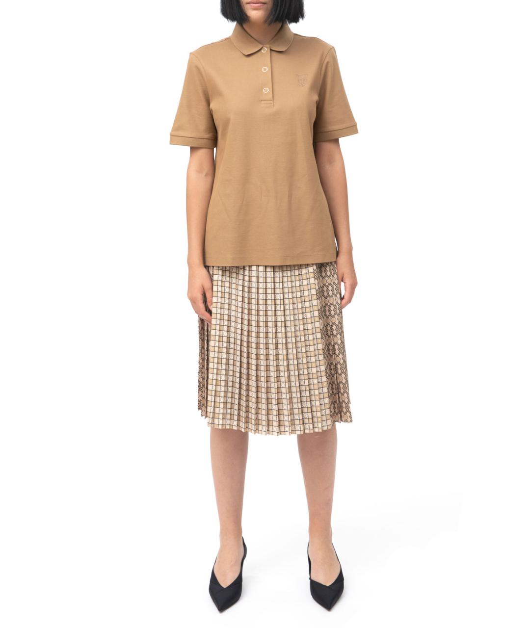 BURBERRY Бежевая полиэстеровая юбка миди, фото 5