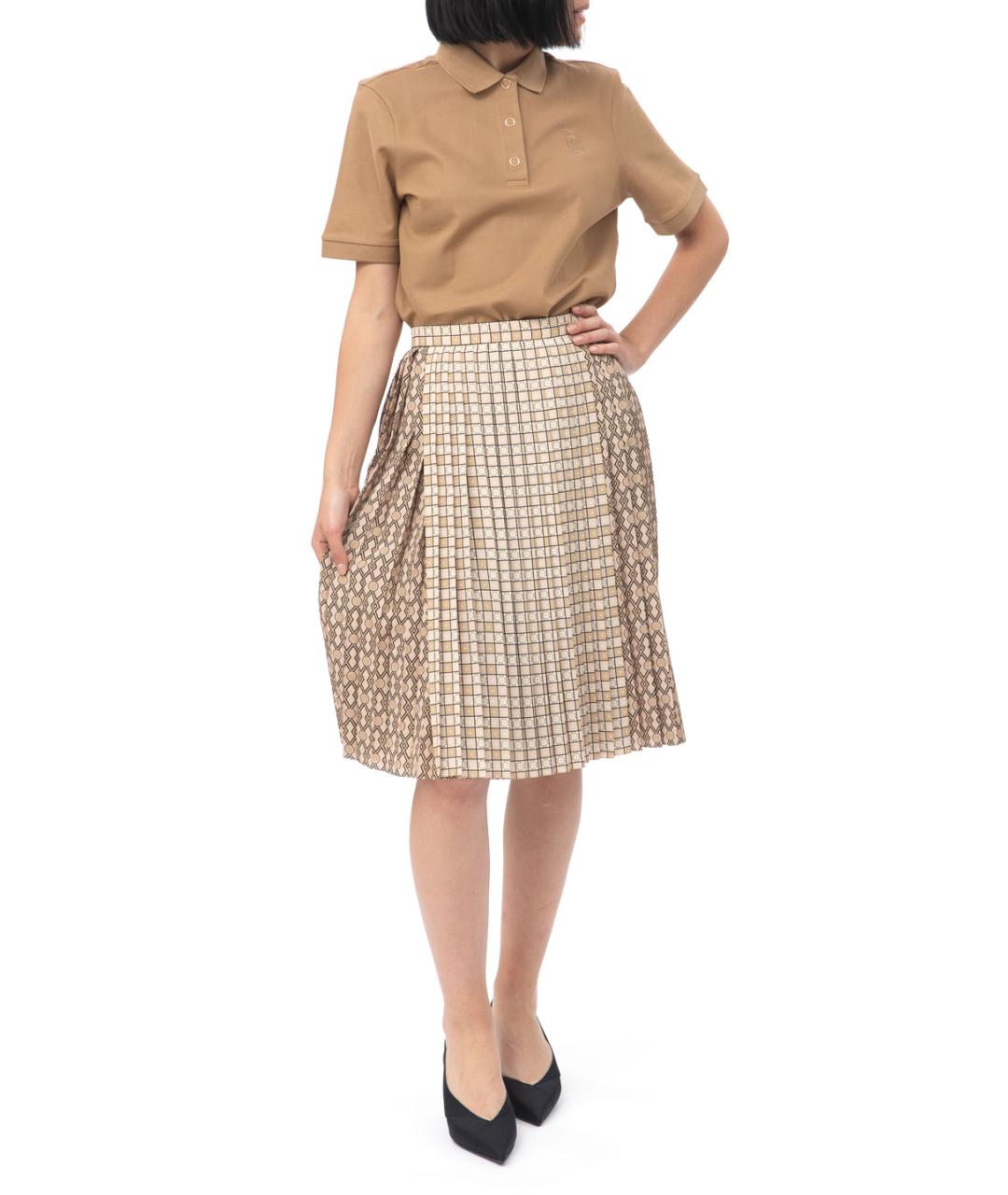BURBERRY Бежевая полиэстеровая юбка миди, фото 2
