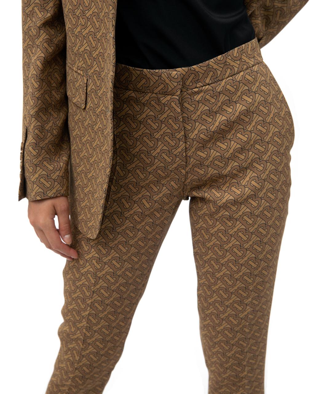 BURBERRY Коричневые шелковые прямые брюки, фото 3