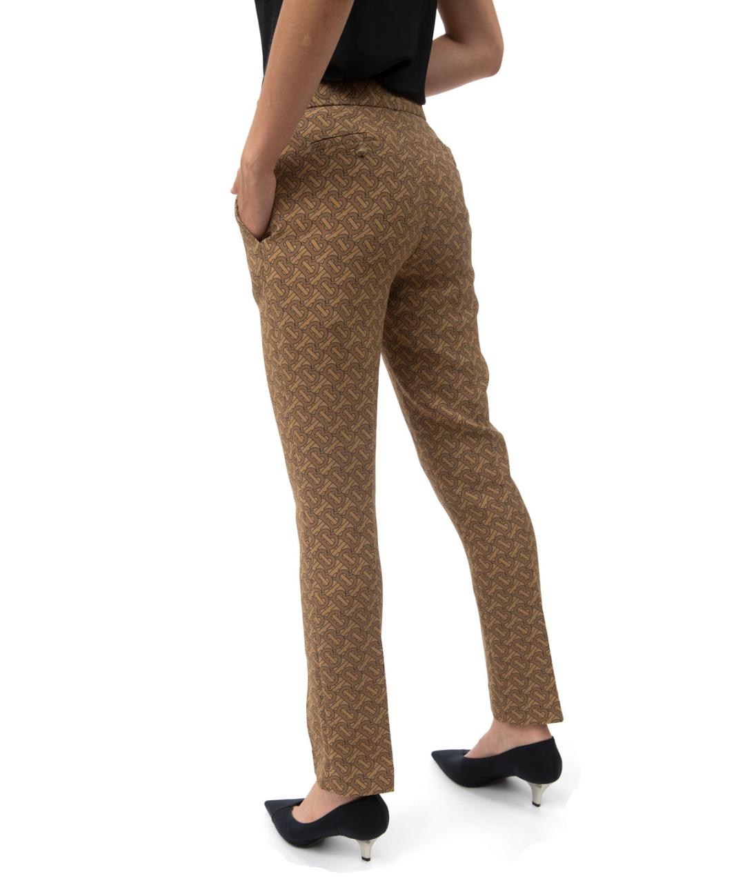 BURBERRY Коричневые шелковые прямые брюки, фото 5