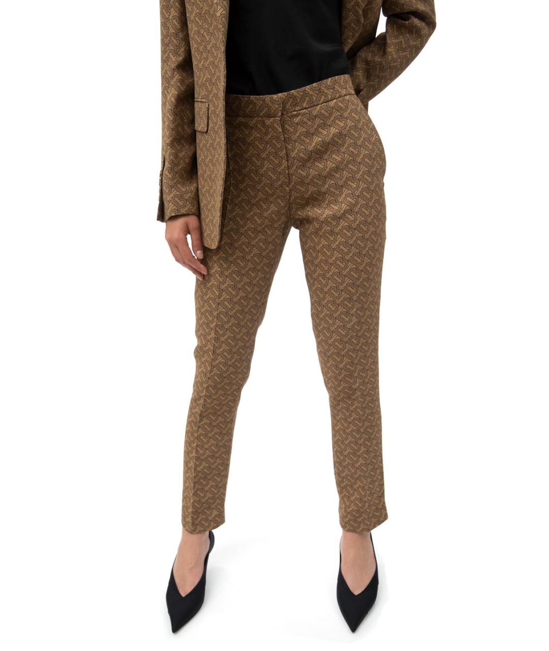 BURBERRY Коричневые шелковые прямые брюки, фото 2