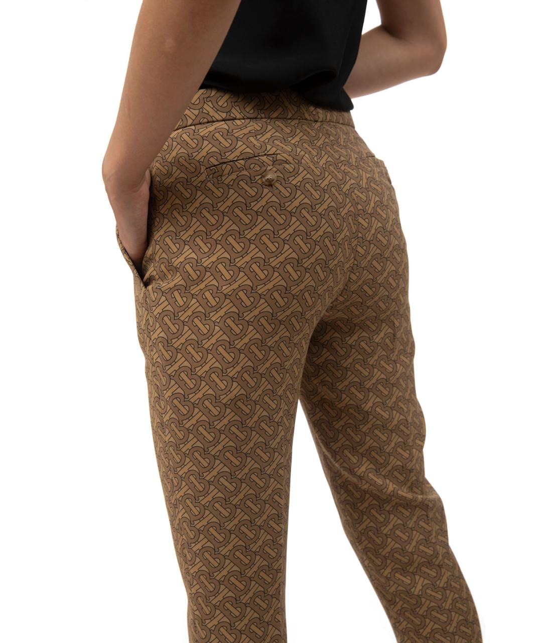 BURBERRY Коричневые шелковые прямые брюки, фото 4