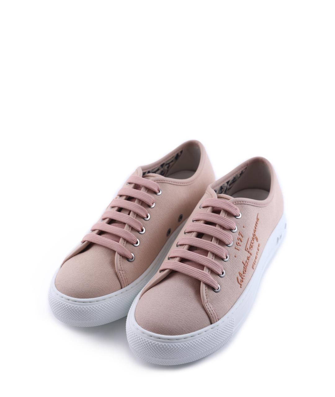 FERRAGAMO Розовые текстильные кеды, фото 2