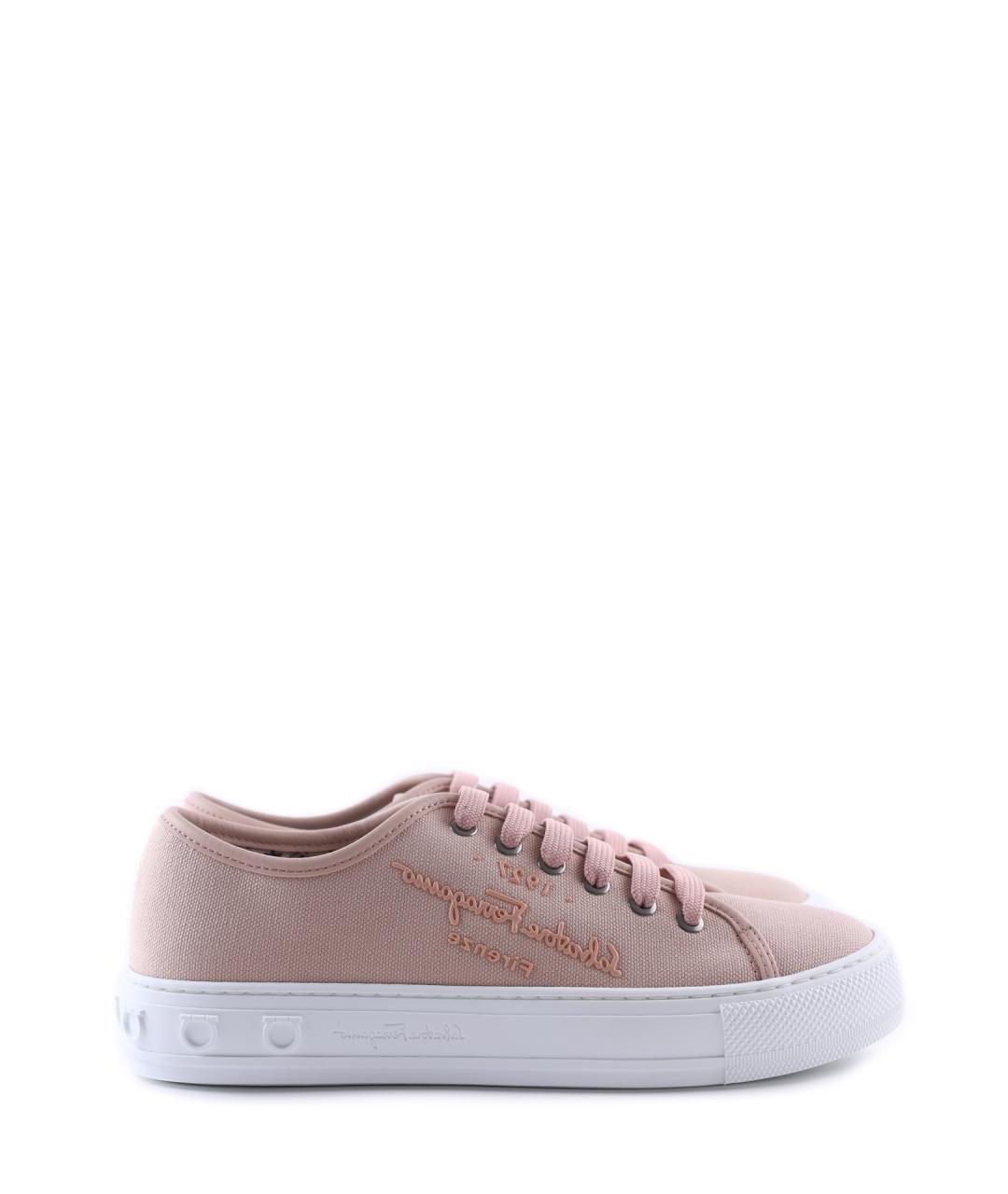 FERRAGAMO Розовые текстильные кеды, фото 1