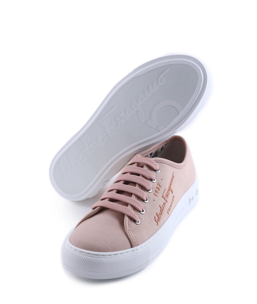 FERRAGAMO Розовые текстильные кеды, фото 5