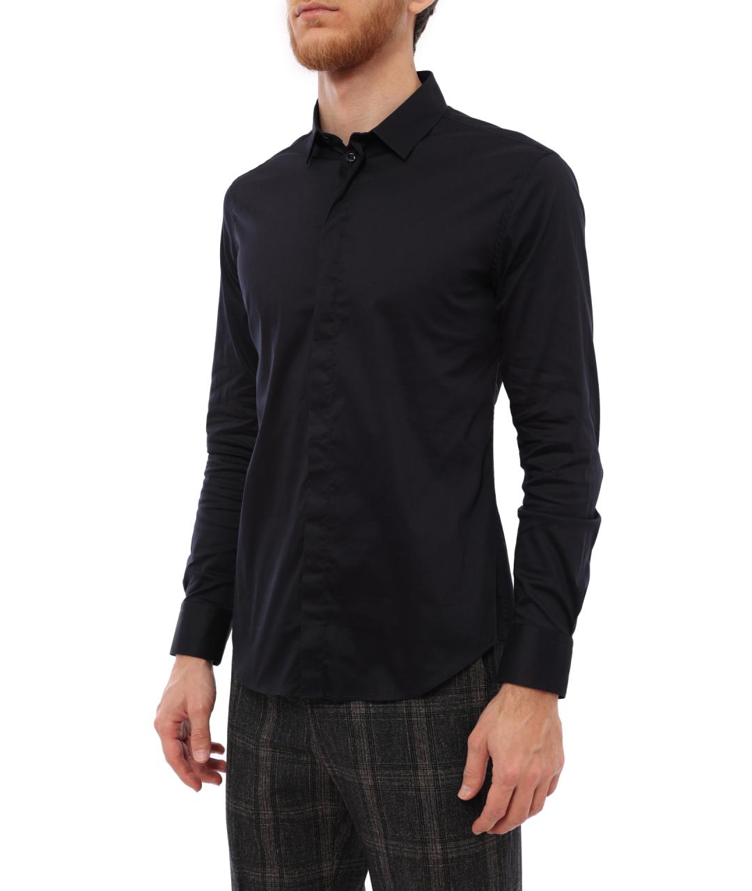 EMPORIO ARMANI Синяя хлопковая кэжуал рубашка, фото 3