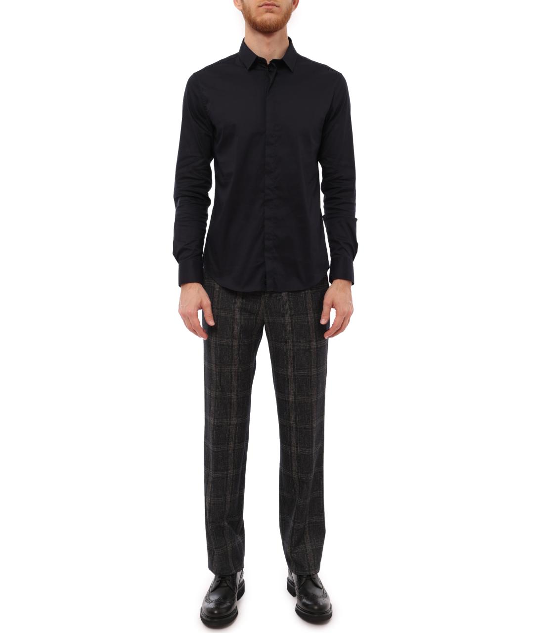 EMPORIO ARMANI Синяя хлопковая кэжуал рубашка, фото 2