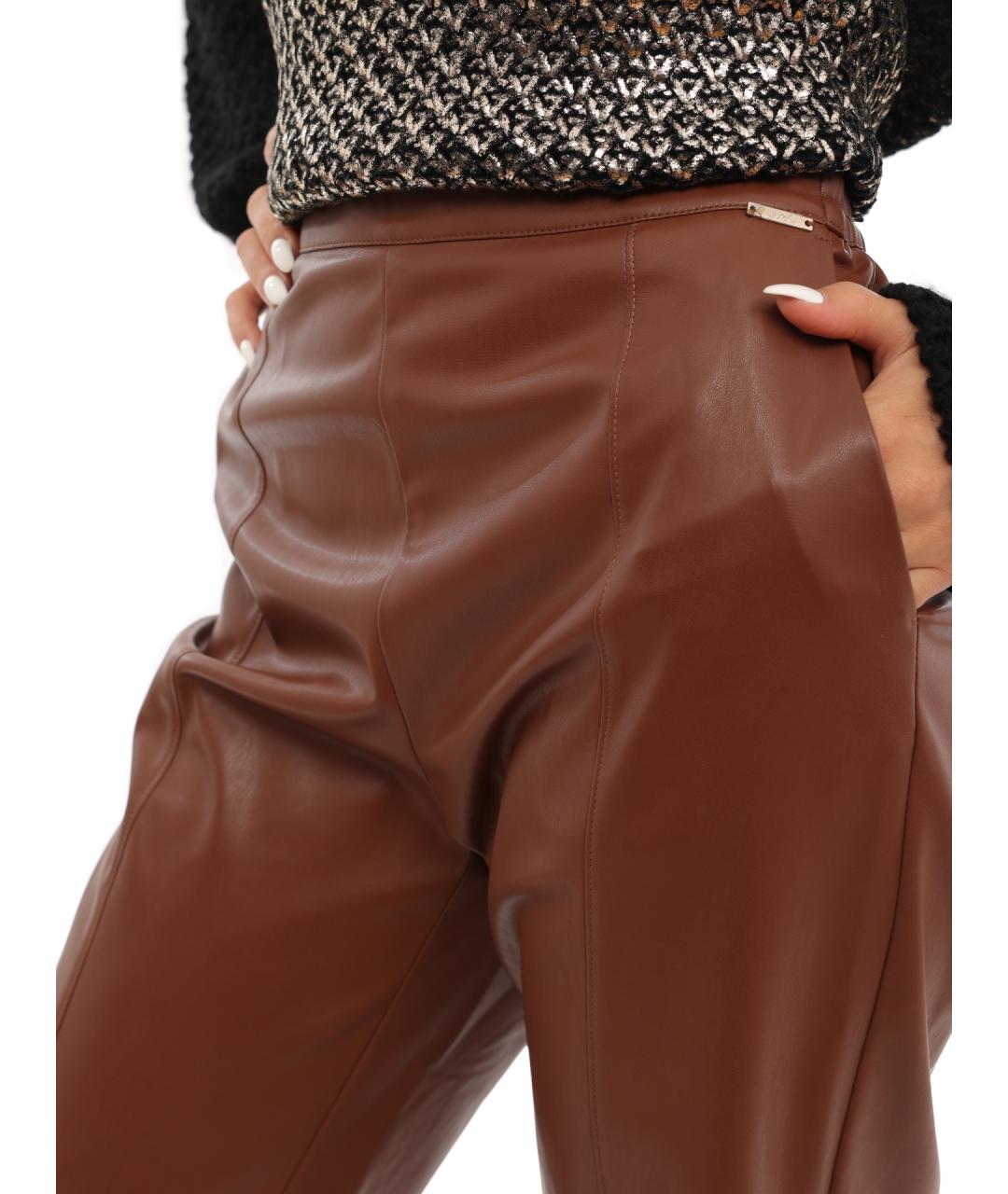 LIU JO Коричневые прямые брюки, фото 5