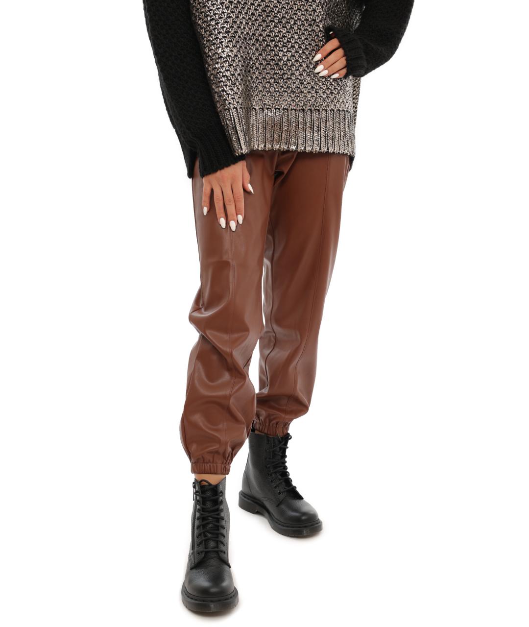 LIU JO Коричневые прямые брюки, фото 2