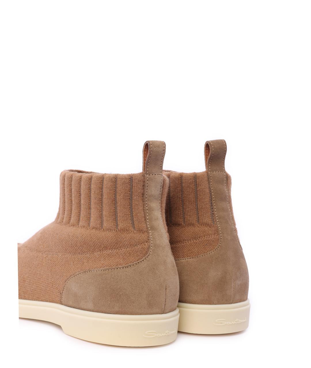 SANTONI Бежевые замшевые ботильоны, фото 6