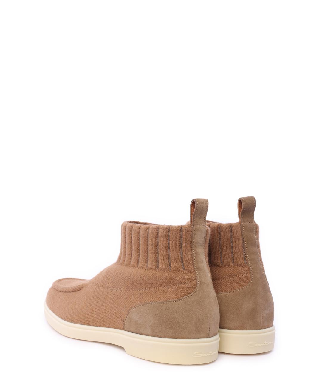 SANTONI Бежевые замшевые ботильоны, фото 3