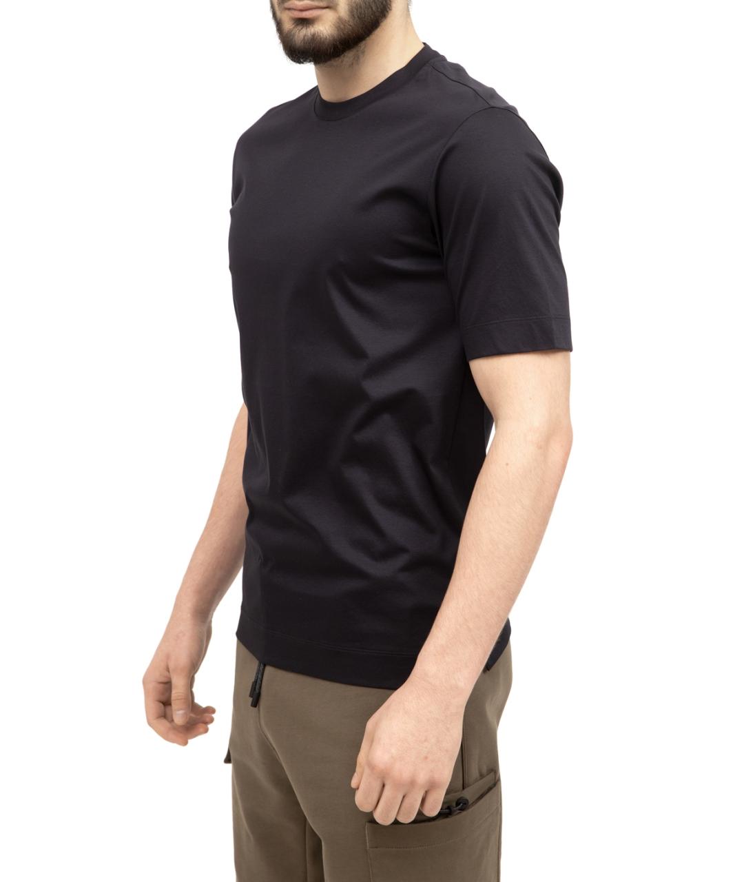 ZZEGNA Темно-синяя хлопковая футболка, фото 3