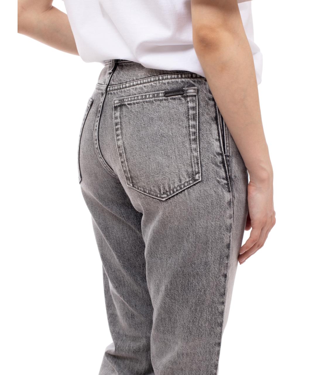 SAINT LAURENT Серые хлопковые прямые джинсы, фото 5