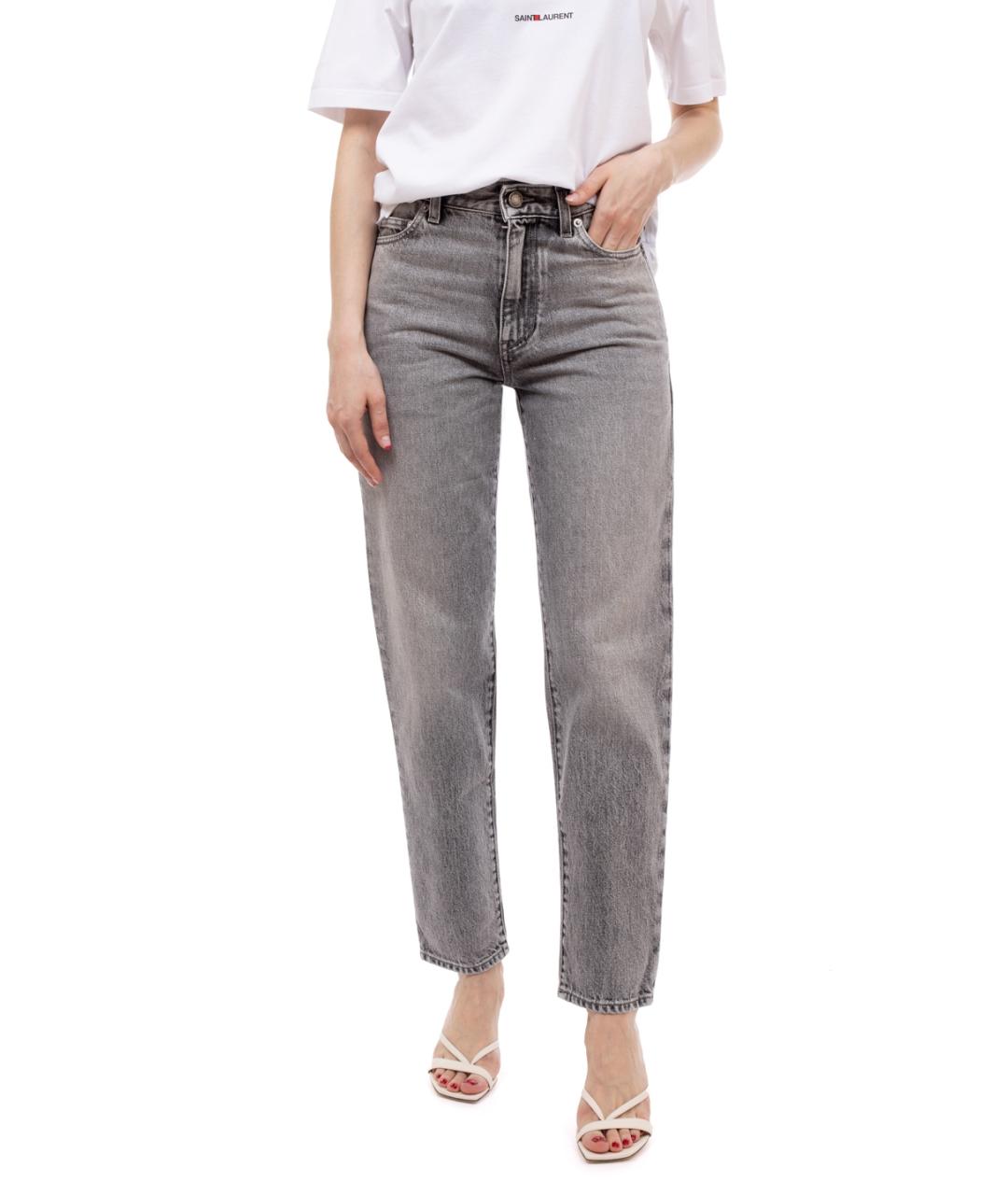 SAINT LAURENT Серые хлопковые прямые джинсы, фото 1