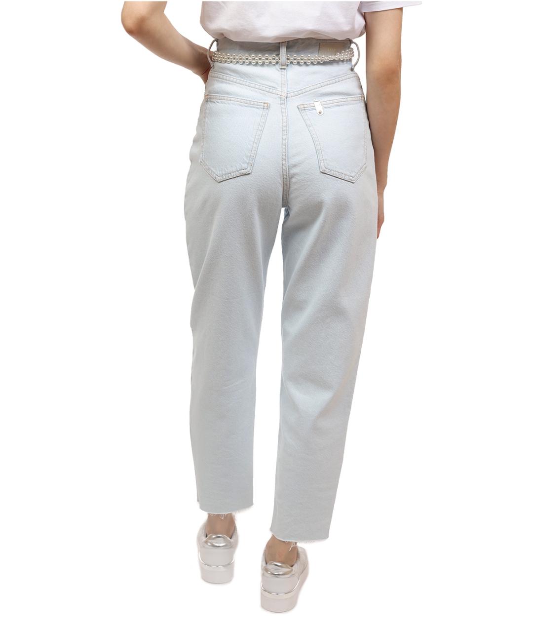 LIU JO Голубые хлопковые прямые джинсы, фото 4