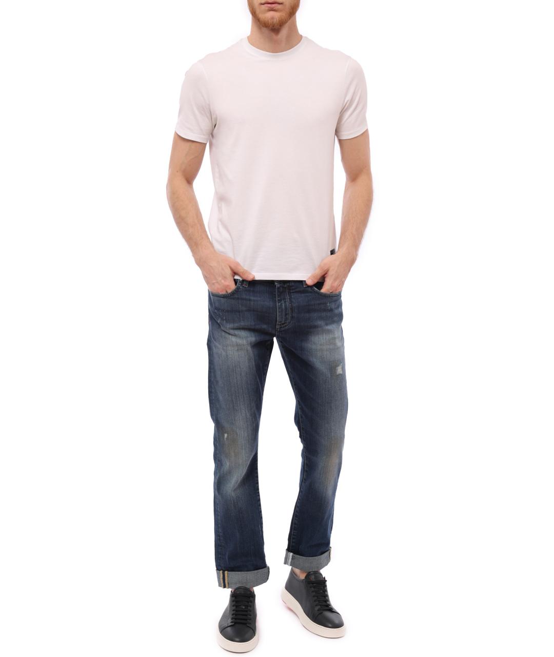 ARMANI EXCHANGE Синие хлопко-эластановые прямые джинсы, фото 2