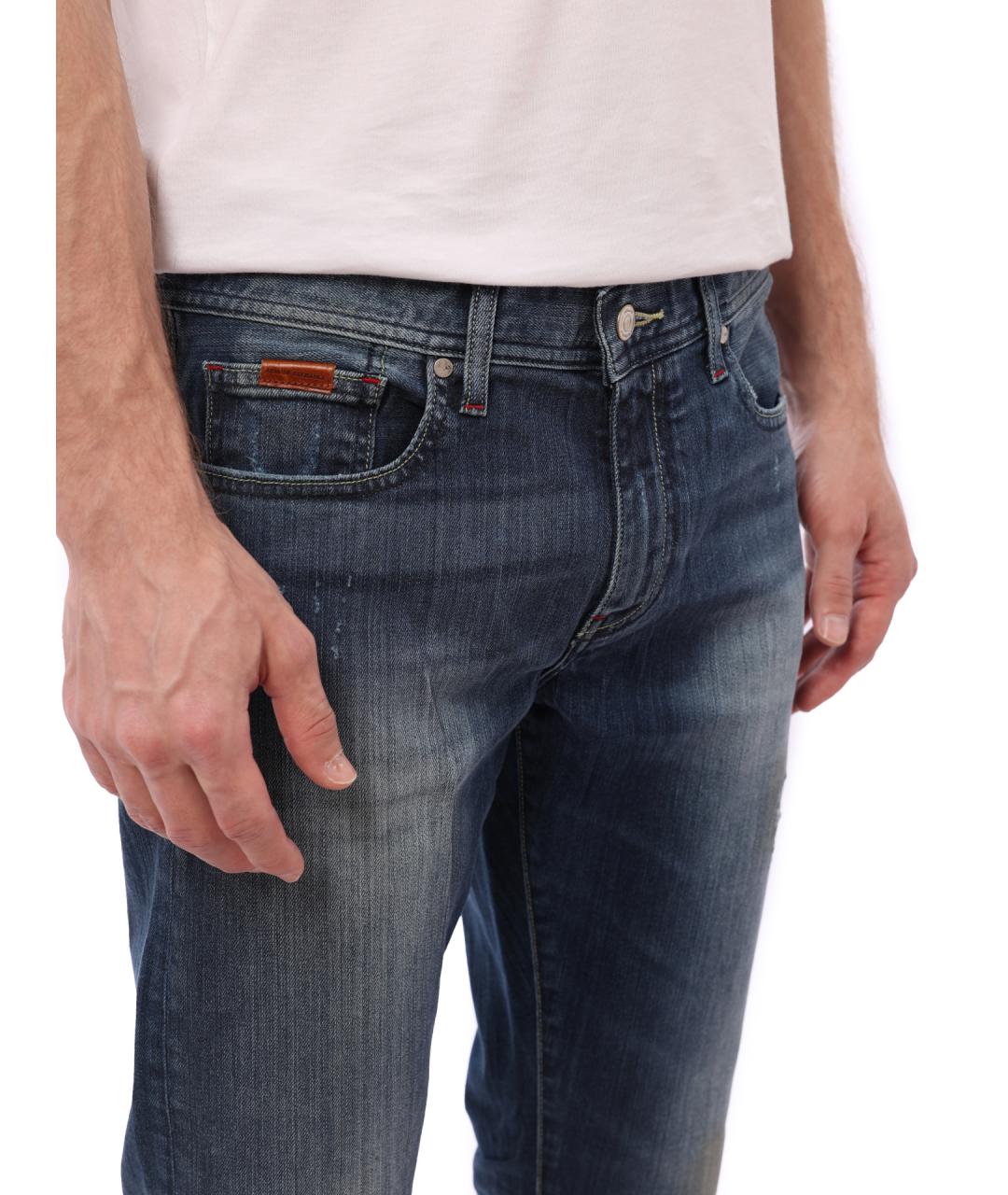 ARMANI EXCHANGE Синие хлопко-эластановые прямые джинсы, фото 5