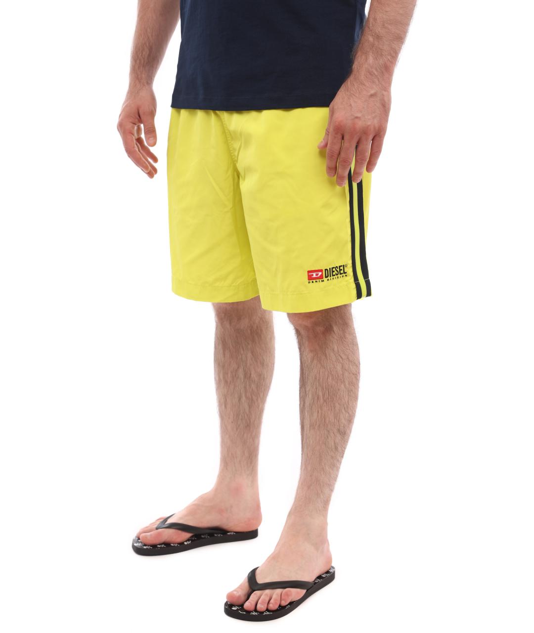 DIESEL Желтые полиэстеровые шорты, фото 4