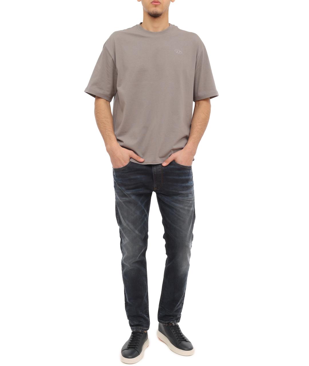 DIESEL Серые хлопковые прямые джинсы, фото 2