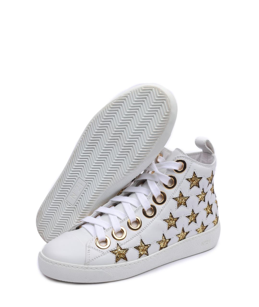 NO. 21 Белые кожаные кеды, фото 5