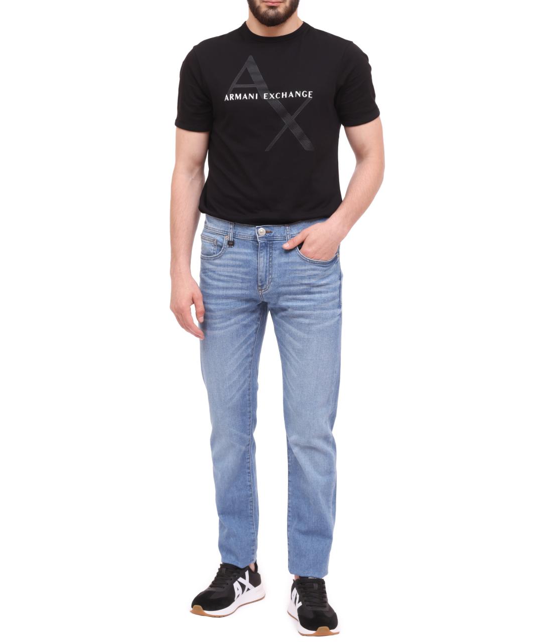 ARMANI EXCHANGE Синие хлопковые прямые джинсы, фото 2