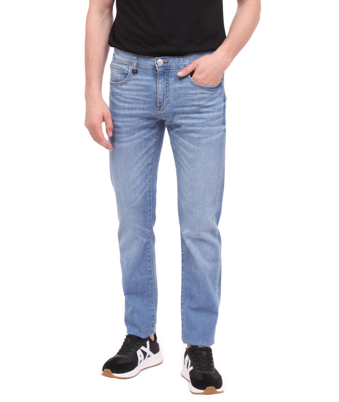 ARMANI EXCHANGE Синие хлопковые прямые джинсы, фото 1