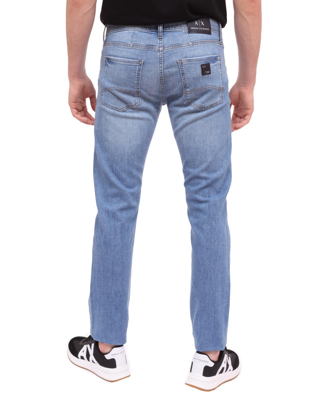 ARMANI EXCHANGE Синие хлопковые прямые джинсы, фото 4
