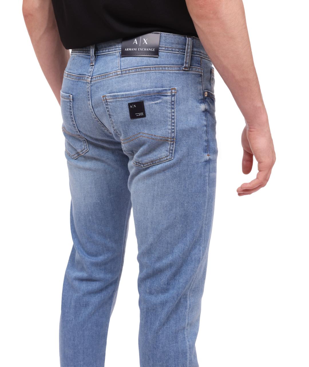 ARMANI EXCHANGE Синие хлопковые прямые джинсы, фото 5