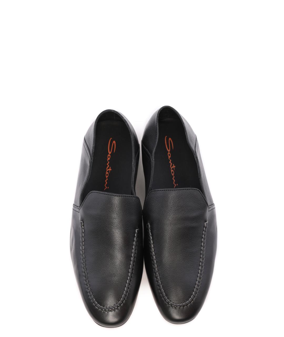 SANTONI Черные кожаные лоферы, фото 4