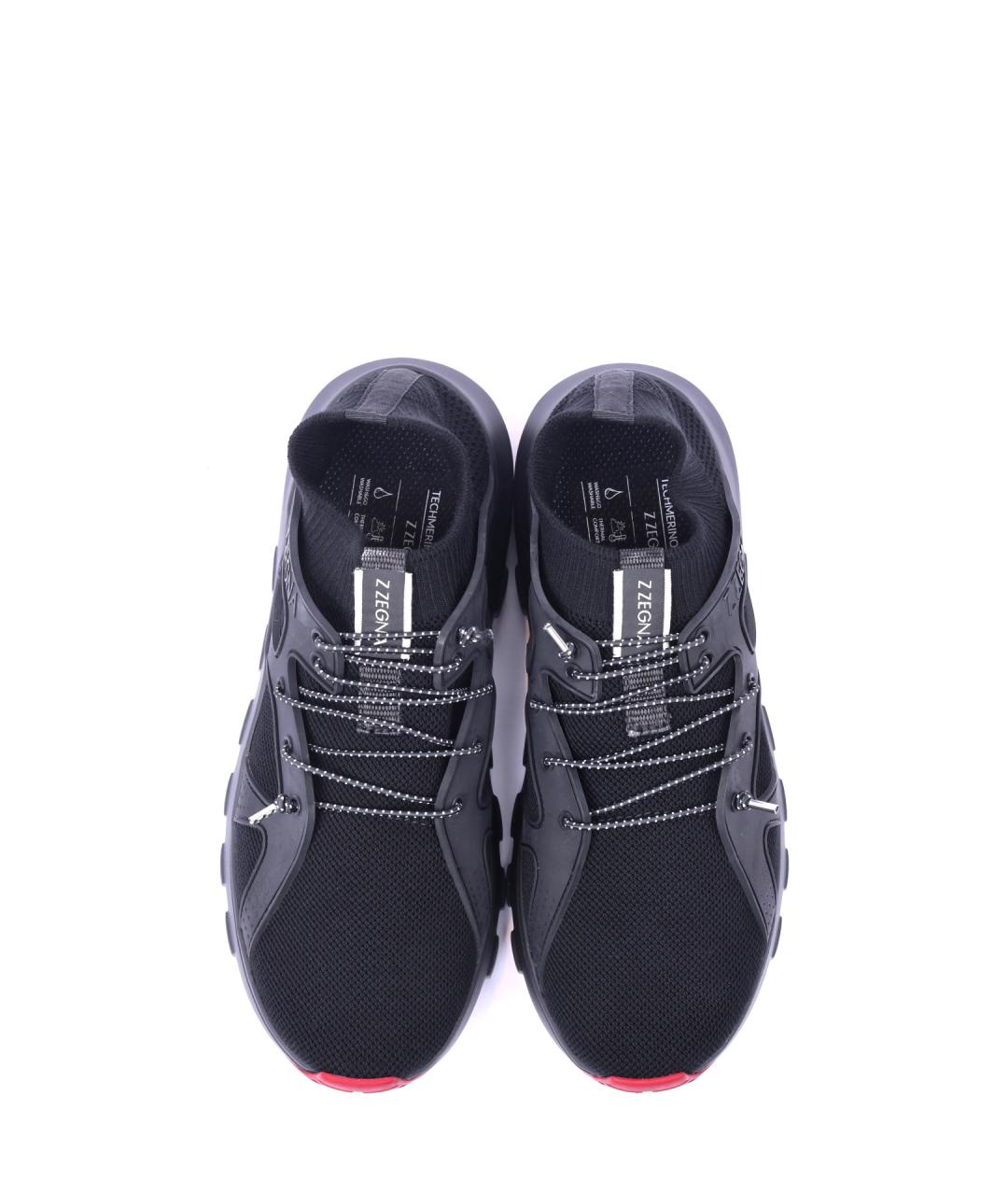 ZZEGNA Черные текстильные низкие кроссовки / кеды, фото 4