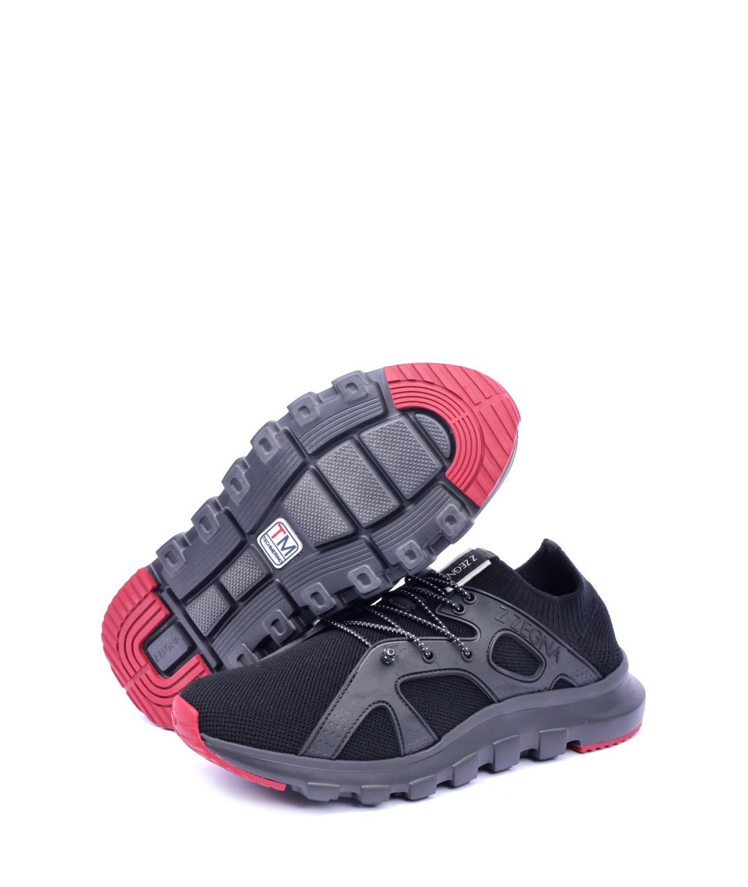 ZZEGNA Черные текстильные низкие кроссовки / кеды, фото 5