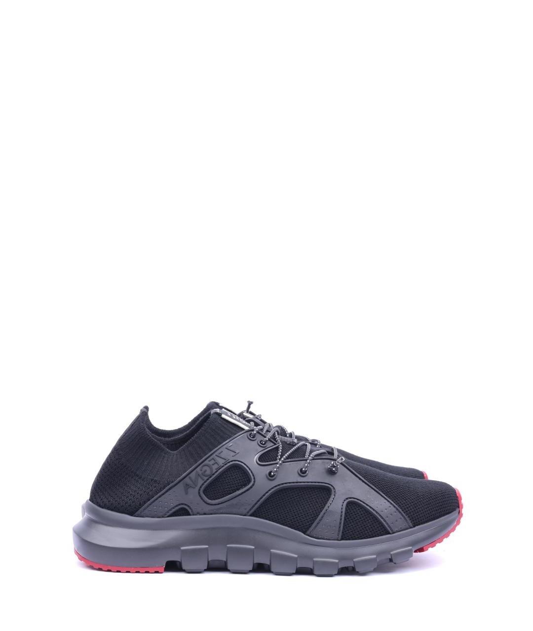 ZZEGNA Черные текстильные низкие кроссовки / кеды, фото 1