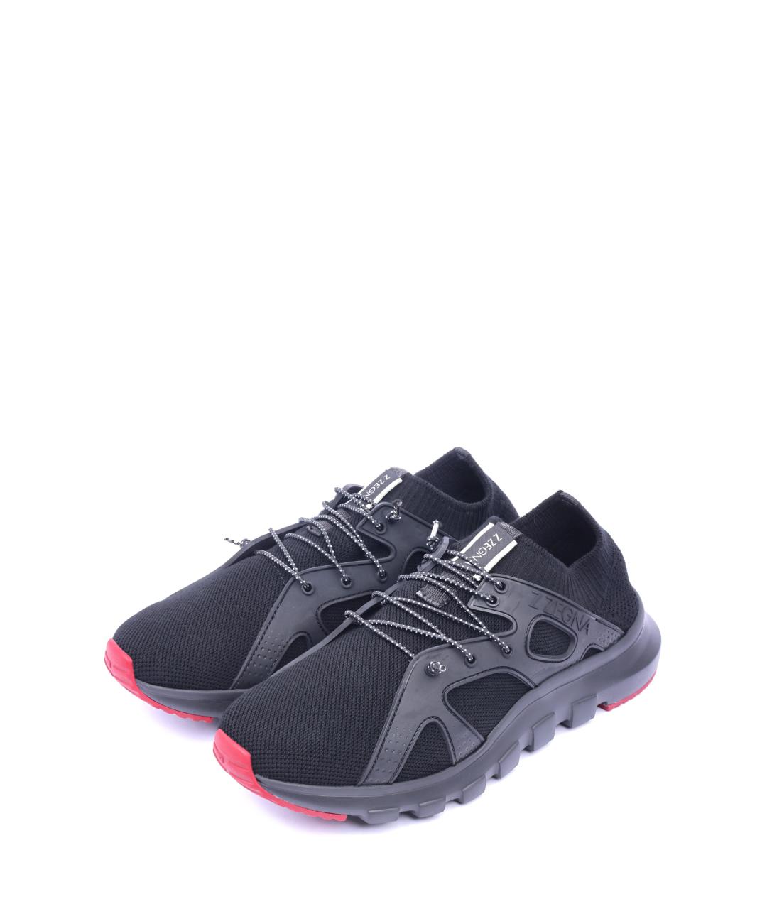 ZZEGNA Черные текстильные низкие кроссовки / кеды, фото 2